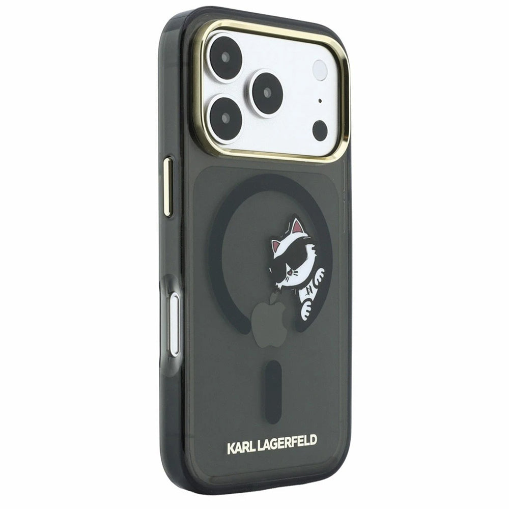 MagSafe pouzdro pro Apple iPhone 18 Pro / 17 Pro, Karl Lagerfeld, IML Peekaboo Print a kovový rám, černé