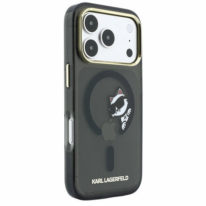 MagSafe pouzdro pro Apple iPhone 18 Pro / 17 Pro, Karl Lagerfeld, IML Peekaboo Print a kovový rám, černé