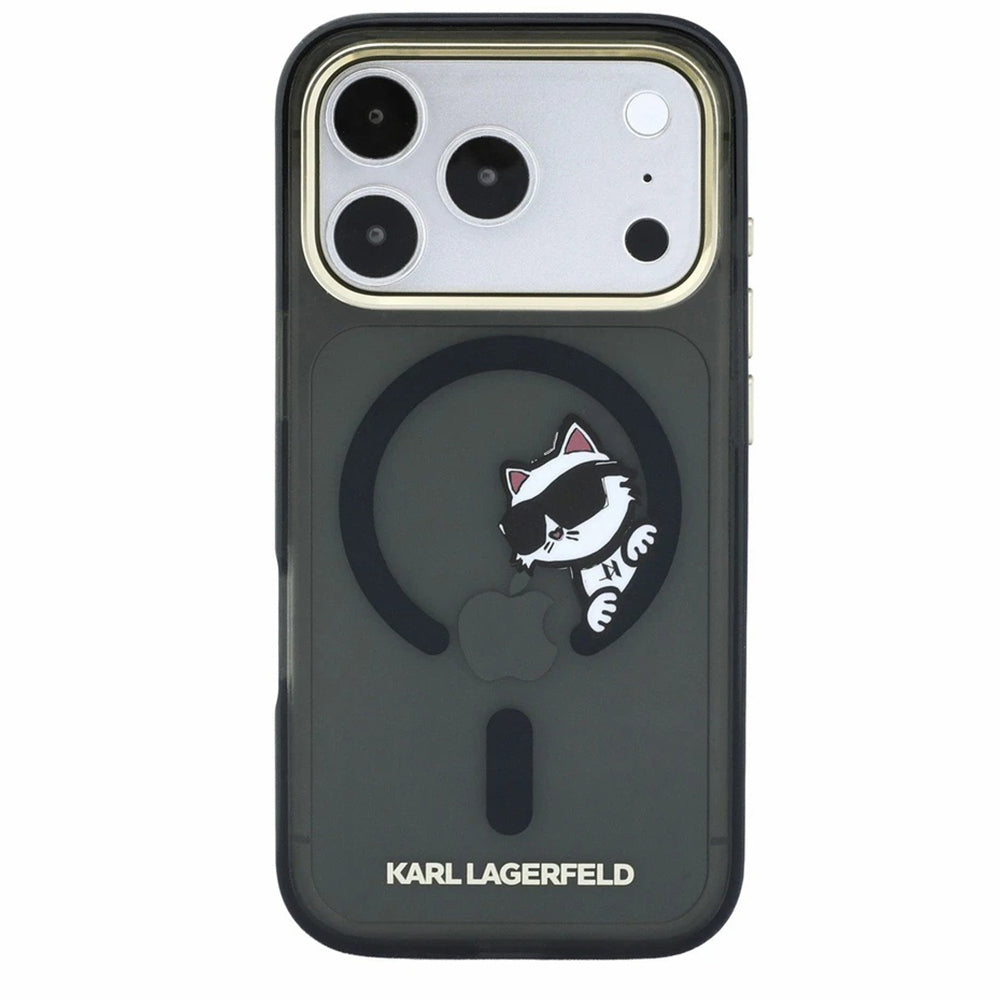 MagSafe pouzdro pro Apple iPhone 18 Pro / 17 Pro, Karl Lagerfeld, IML Peekaboo Print a kovový rám, černé