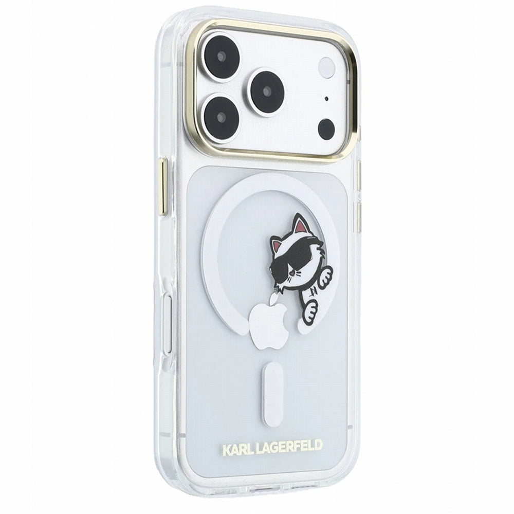 MagSafe Case for Apple iPhone 18 Pro / 17 Pro, Karl Lagerfeld, IML Peekaboo Print and Metal Frame, Transparent