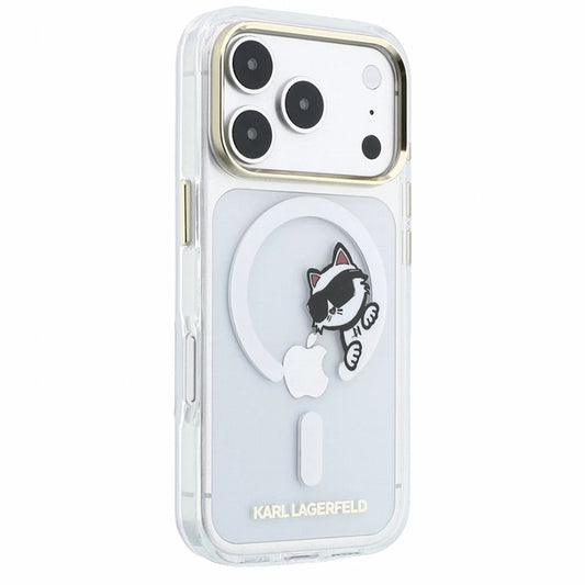 MagSafe pouzdro pro Apple iPhone 18 Pro / 17 Pro, Karl Lagerfeld, IML Peekaboo Print a kovový rám, průhledné