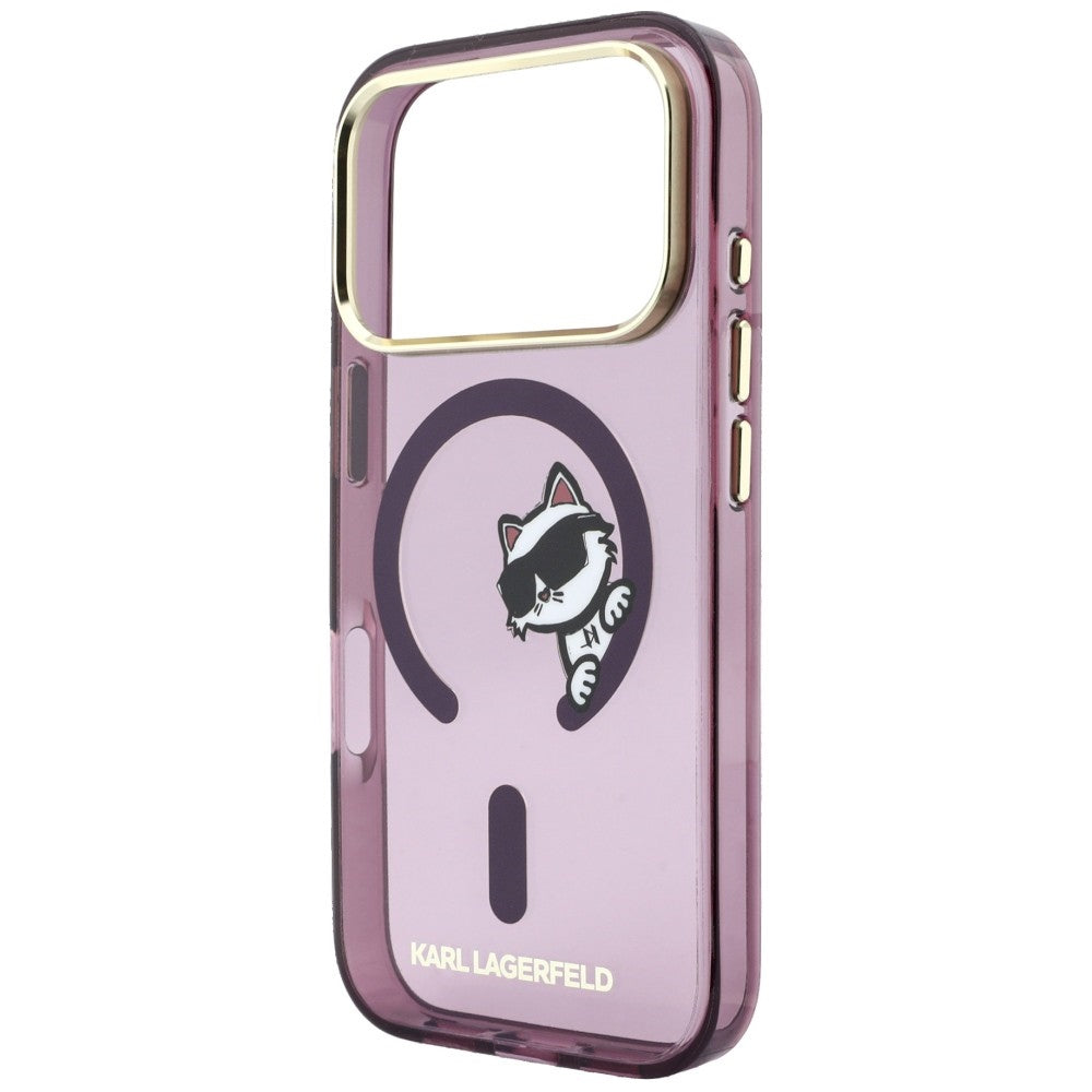 Pouzdro MagSafe pro Apple iPhone 18 Pro / 17 Pro, Karl Lagerfeld, IML Peekaboo Print and Metal Frame, vínové