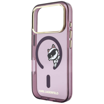 Pouzdro MagSafe pro Apple iPhone 18 Pro / 17 Pro, Karl Lagerfeld, IML Peekaboo Print and Metal Frame, vínové