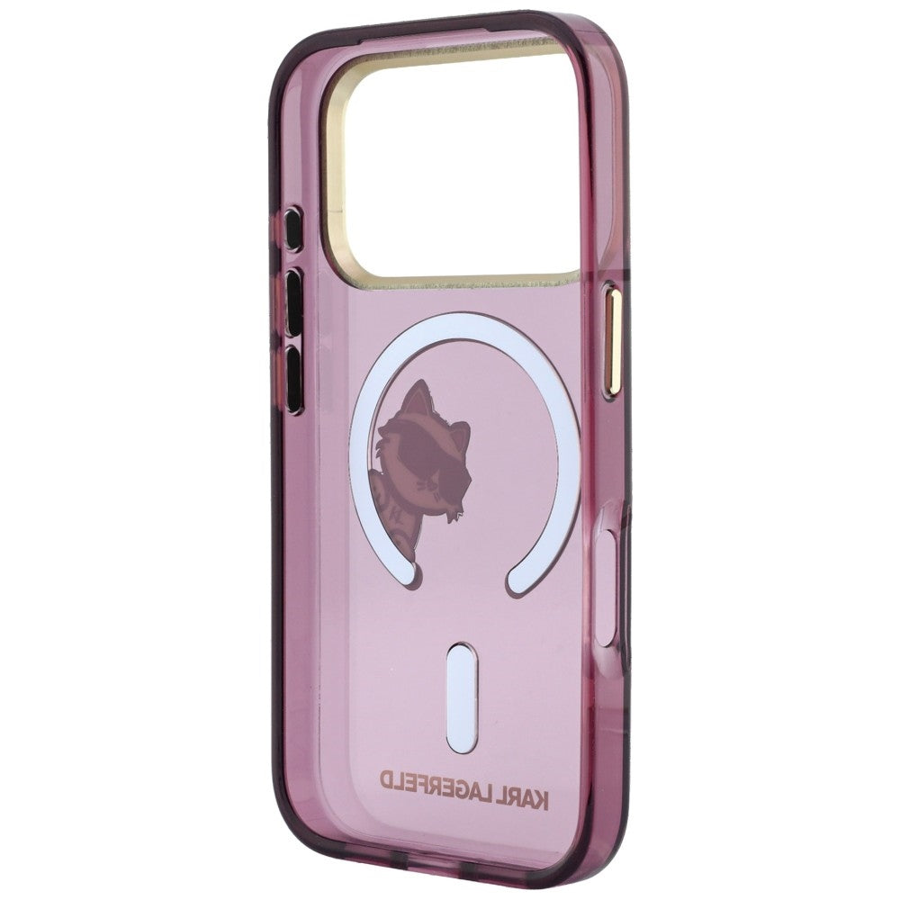 Pouzdro MagSafe pro Apple iPhone 18 Pro / 17 Pro, Karl Lagerfeld, IML Peekaboo Print and Metal Frame, vínové