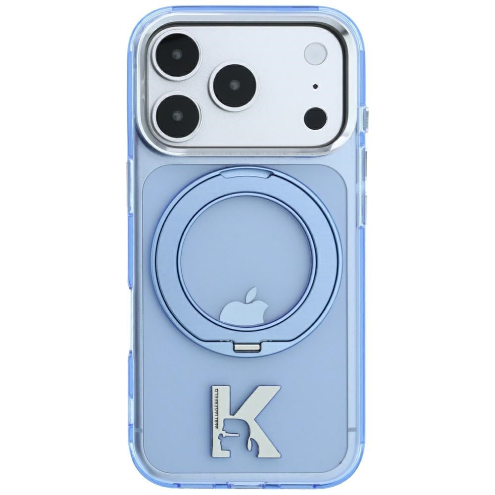 MagSafe pouzdro pro Apple iPhone 18 Pro / 17 Pro, Karl Lagerfeld, IML Ring Stand Kameo Metal, Modré