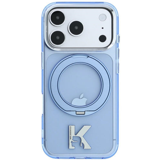 MagSafe pouzdro pro Apple iPhone 18 Pro / 17 Pro, Karl Lagerfeld, IML Ring Stand Kameo Metal, Modré