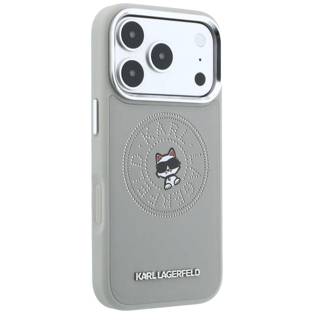 MagSafe pouzdro pro Apple iPhone 18 Pro / 17 Pro, Karl Lagerfeld, Point and Choupette Sketch, Šedé
