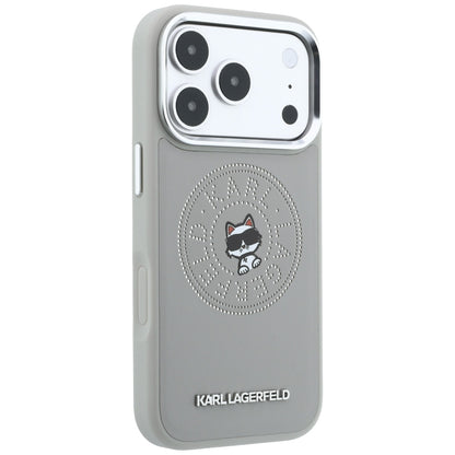 MagSafe pouzdro pro Apple iPhone 18 Pro / 17 Pro, Karl Lagerfeld, Point and Choupette Sketch, Šedé