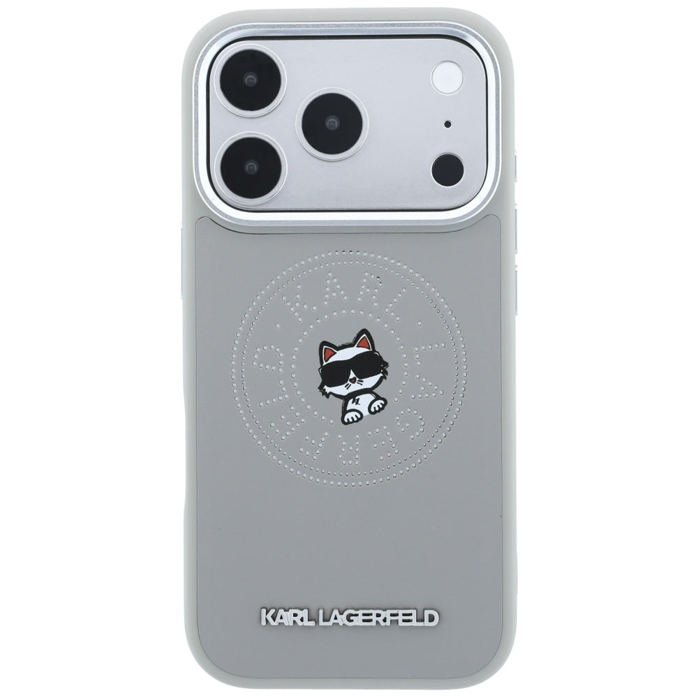 MagSafe pouzdro pro Apple iPhone 18 Pro / 17 Pro, Karl Lagerfeld, Point and Choupette Sketch, Šedé