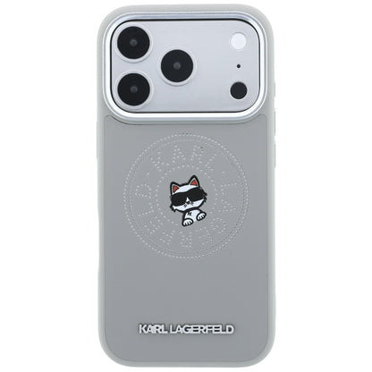 MagSafe pouzdro pro Apple iPhone 18 Pro / 17 Pro, Karl Lagerfeld, Point and Choupette Sketch, Šedé