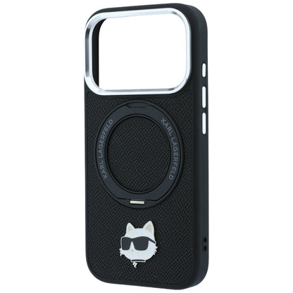 MagSafe Case for Apple iPhone 18 Pro / 17 Pro, Karl Lagerfeld, Ring Stand 360 Choupette Pin, Black