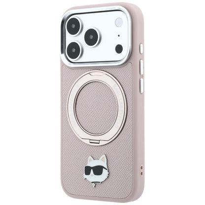 Pouzdro MagSafe pro Apple iPhone 18 Pro / 17 Pro, Karl Lagerfeld, Ring Stand 360 Choupette Pin, růžové