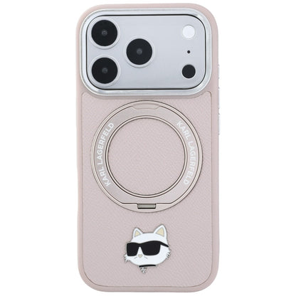 Pouzdro MagSafe pro Apple iPhone 18 Pro / 17 Pro, Karl Lagerfeld, Ring Stand 360 Choupette Pin, růžové