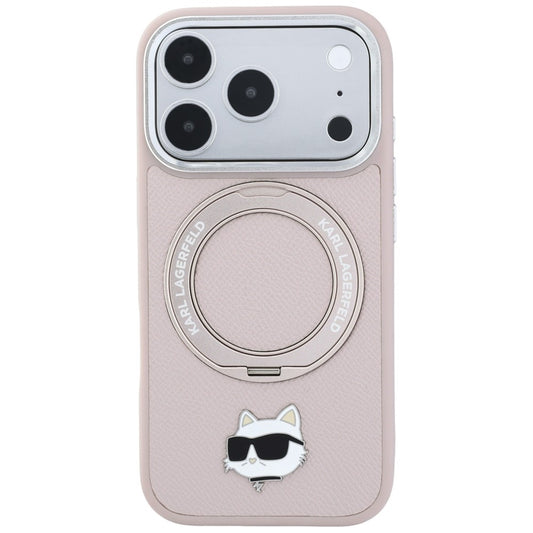 Pouzdro MagSafe pro Apple iPhone 18 Pro / 17 Pro, Karl Lagerfeld, Ring Stand 360 Choupette Pin, růžové