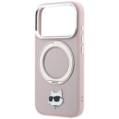 Pouzdro MagSafe pro Apple iPhone 18 Pro / 17 Pro, Karl Lagerfeld, Ring Stand 360 Choupette Pin, růžové