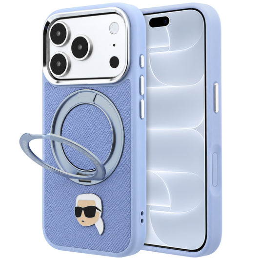 MagSafe Case for Apple iPhone 18 Pro / 17 Pro, Karl Lagerfeld, Ring Stand 360 Karl Pin, Blue