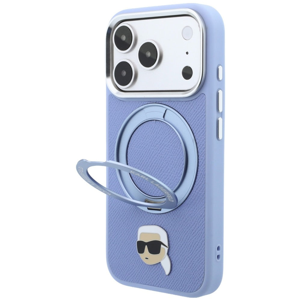 MagSafe pouzdro pro Apple iPhone 18 Pro / 17 Pro, Karl Lagerfeld, Ring Stand 360 Karl Pin, modré