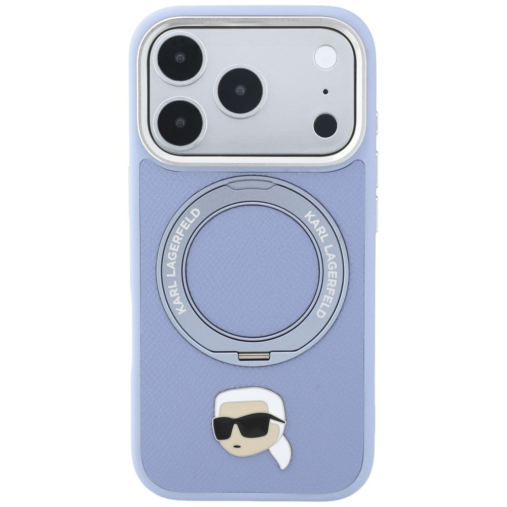 MagSafe pouzdro pro Apple iPhone 18 Pro / 17 Pro, Karl Lagerfeld, Ring Stand 360 Karl Pin, modré