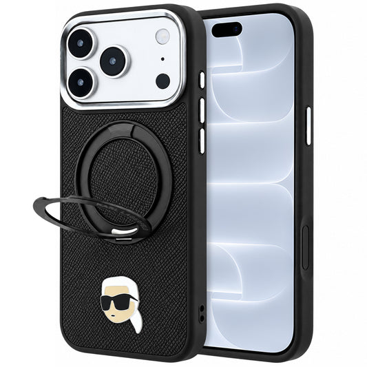 MagSafe pouzdro pro Apple iPhone 18 Pro / 17 Pro, Karl Lagerfeld, Ring Stand 360 Karl Pin, černé