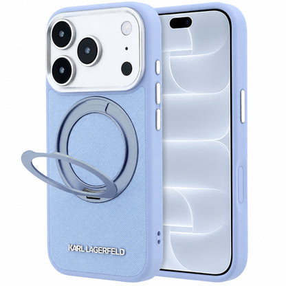 MagSafe pouzdro pro Apple iPhone 18 Pro / 17 Pro, Karl Lagerfeld, Ring Stand 360 Saffiano, Bleu