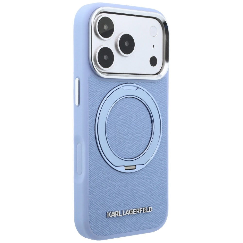 MagSafe pouzdro pro Apple iPhone 18 Pro / 17 Pro, Karl Lagerfeld, Ring Stand 360 Saffiano, Bleu