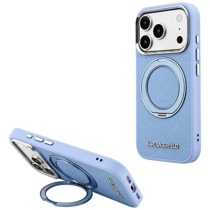 MagSafe pouzdro pro Apple iPhone 18 Pro / 17 Pro, Karl Lagerfeld, Ring Stand 360 Saffiano, Bleu