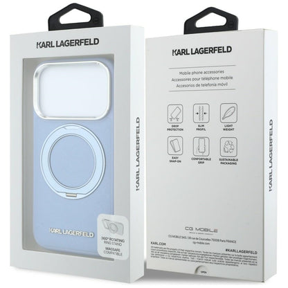 MagSafe pouzdro pro Apple iPhone 18 Pro / 17 Pro, Karl Lagerfeld, Ring Stand 360 Saffiano, Bleu