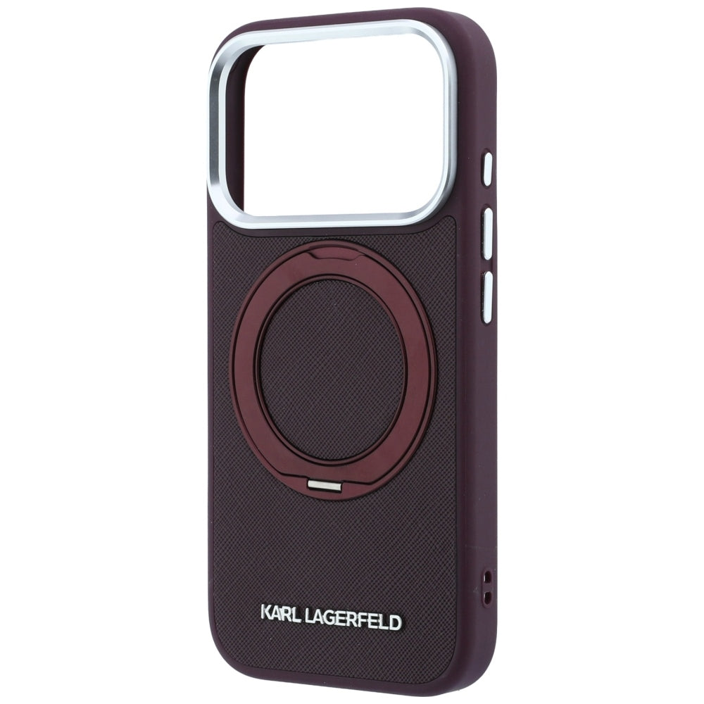 MagSafe Case for Apple iPhone 18 Pro / 17 Pro, Karl Lagerfeld, Ring Stand 360 Saffiano, Burgundy