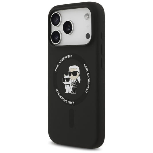 MagSafe pouzdro pro Apple iPhone 18 Pro / 17 Pro, Karl Lagerfeld, silikonový kroužek Karl & Choupette, černé
