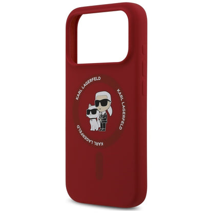 Pouzdro MagSafe pro Apple iPhone 18 Pro / 17 Pro, Karl Lagerfeld, silikonový kroužek Karl & Choupette, růžové