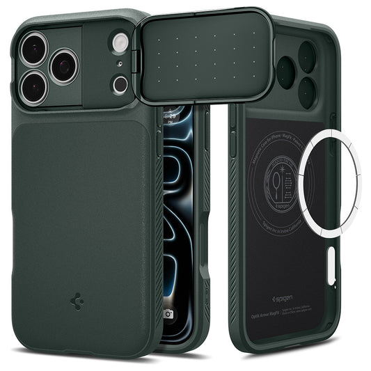 MagSafe pouzdro pro Apple iPhone 18 Pro / 17 Pro, Spigen, Optik Armor, zelené ACS09954