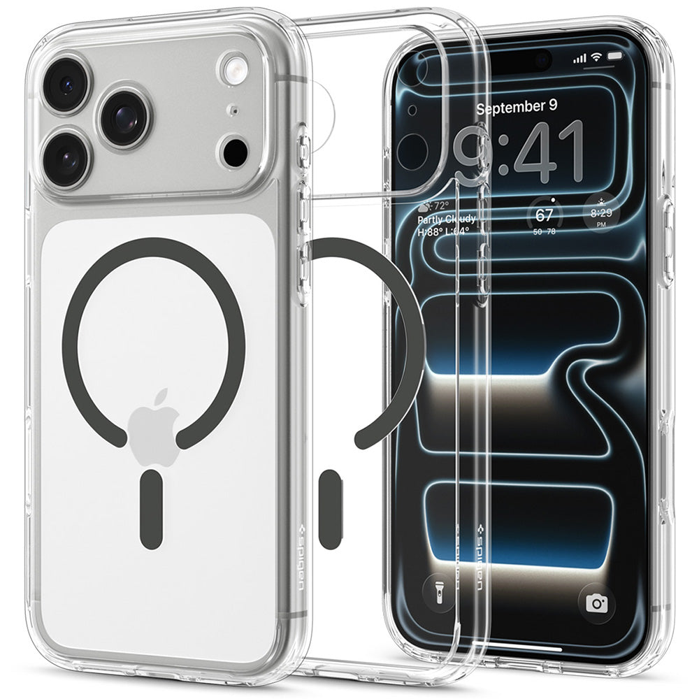MagSafe pouzdro pro Apple iPhone 18 Pro / 17 Pro, Spigen, Ultra Hybrid, Šedá průhledná ACS12156