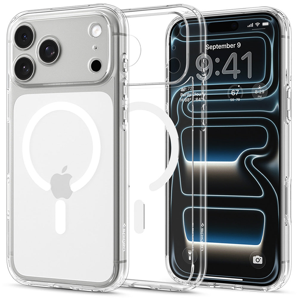 MagSafe pouzdro pro Apple iPhone 18 Pro / 17 Pro, Spigen, Ultra Hybrid, Průhledná bílá ACS12155