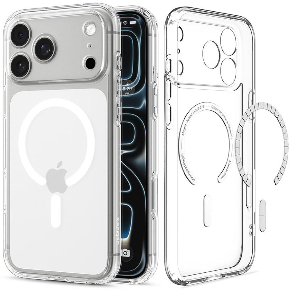 MagSafe pouzdro pro Apple iPhone 18 Pro / 17 Pro, Spigen, Ultra Hybrid, Průhledná bílá ACS12155
