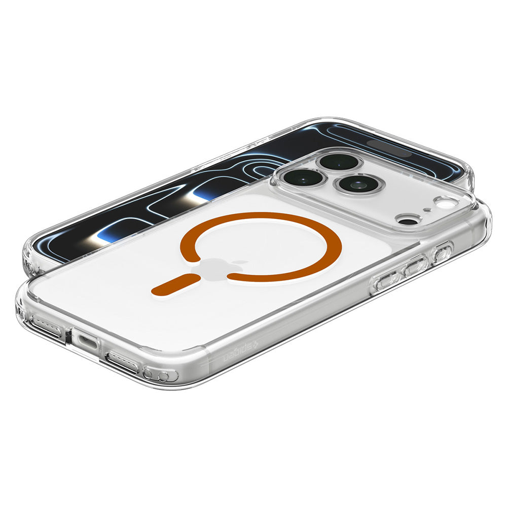 MagSafe pouzdro pro Apple iPhone 18 Pro / 17 Pro, Spigen, Ultra Hybrid, Průhledně oranžové ACS12159