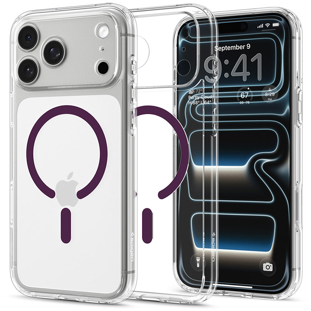 Pouzdro MagSafe pro Apple iPhone 18 Pro / 17 Pro, Spigen, Ultra Hybrid, průhledné vínové ACS12335