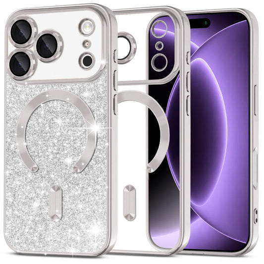 MagSafe pouzdro pro Apple iPhone 18 Pro / 17 Pro, Techsuit, Luxury Glitter, Stříbrné