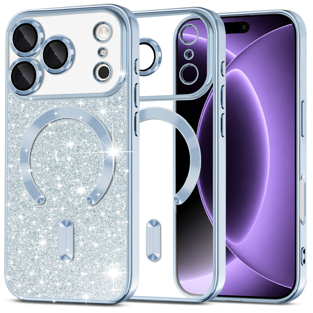 MagSafe pouzdro pro Apple iPhone 18 Pro / 17 Pro, Techsuit, Luxury Glitter, Bleu