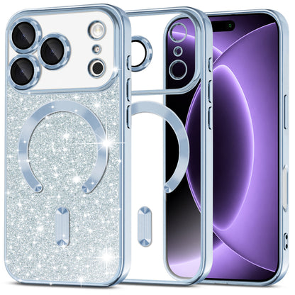 MagSafe pouzdro pro Apple iPhone 18 Pro / 17 Pro, Techsuit, Luxury Glitter, Bleu