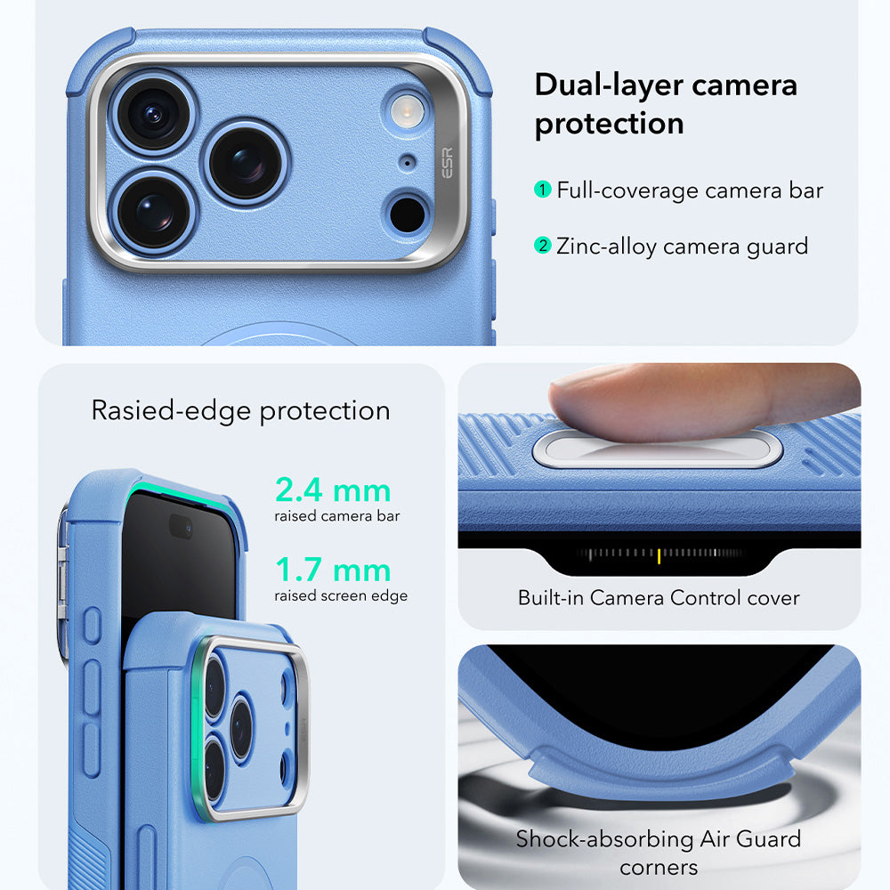 MagSafe pouzdro pro Apple iPhone 18 Pro Max / 17 Pro Max, ESR, Cyber Armor Kickstand, modré