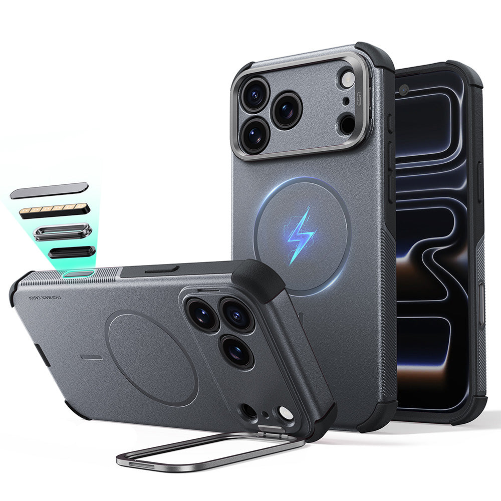 MagSafe pouzdro pro Apple iPhone 18 Pro Max / 17 Pro Max, ESR, Cyber Armor Kickstand, Šedé