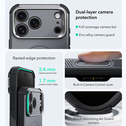 MagSafe pouzdro pro Apple iPhone 18 Pro Max / 17 Pro Max, ESR, Cyber Armor Kickstand, Šedé