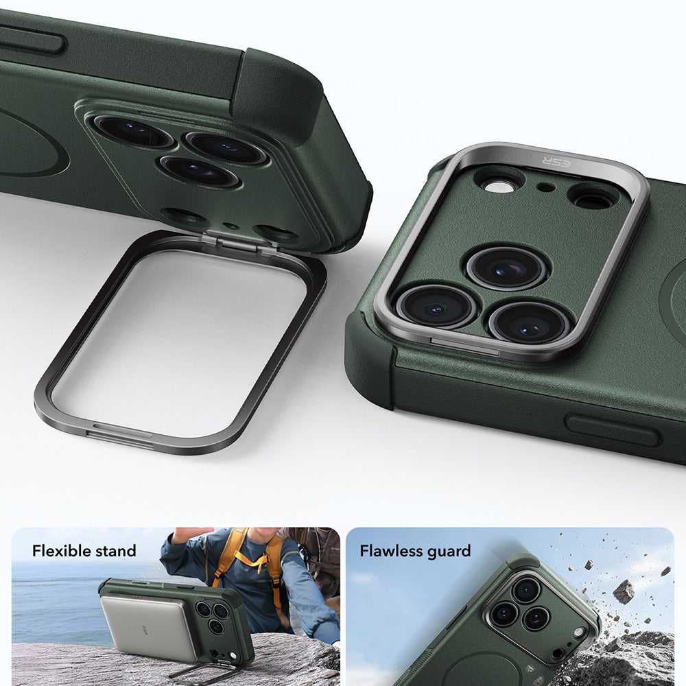MagSafe pouzdro pro Apple iPhone 18 Pro Max / 17 Pro Max, ESR, Cyber Armor Kickstand, zelené