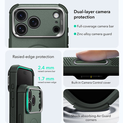 MagSafe pouzdro pro Apple iPhone 18 Pro Max / 17 Pro Max, ESR, Cyber Armor Kickstand, zelené