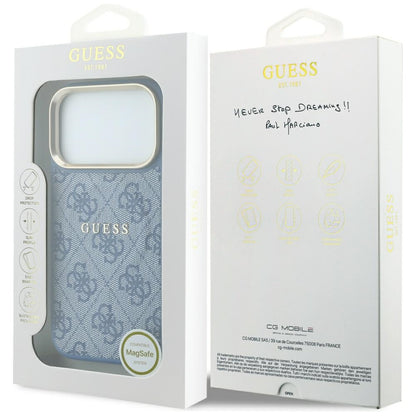 MagSafe pouzdro pro Apple iPhone 18 Pro Max / 17 Pro Max, Guess, 4G Embossed Classic, Modrá