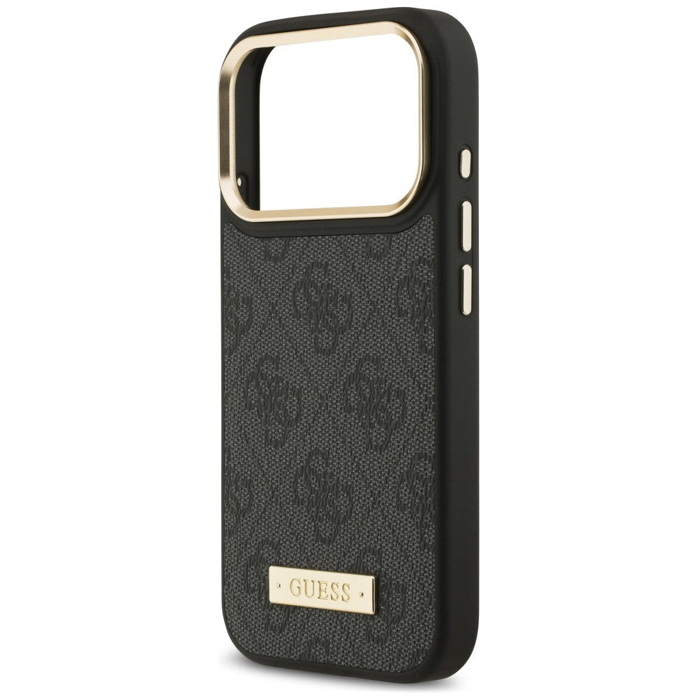 MagSafe Case for Apple iPhone 18 Pro Max / 17 Pro Max, Guess, 4G Logo Plate, Black