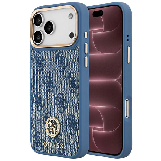 Pouzdro MagSafe pro Apple iPhone 18 Pro Max / 17 Pro Max, Guess, 4G Strass Logo, modré