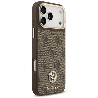 Pouzdro MagSafe pro Apple iPhone 18 Pro Max / 17 Pro Max, Guess, 4G Strass Logo, hnědé