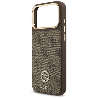Pouzdro MagSafe pro Apple iPhone 18 Pro Max / 17 Pro Max, Guess, 4G Strass Logo, hnědé