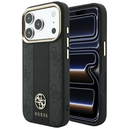 MagSafe pouzdro pro Apple iPhone 18 Pro Max / 17 Pro Max, Guess, 4G Stripe Round Classic Logo, černé